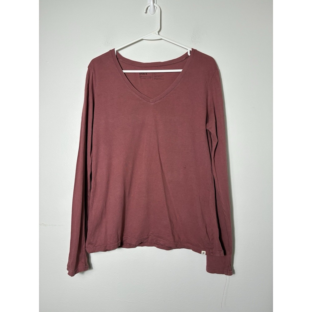 Pact V Neck Long Sleeve T-shirt Sz M 100% Organic Cotton Minimalist Eco Friendly